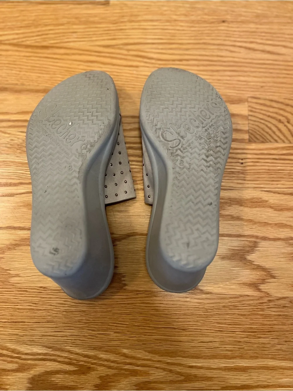 Skechers Gray Slip-On Comfort Slide Wedges